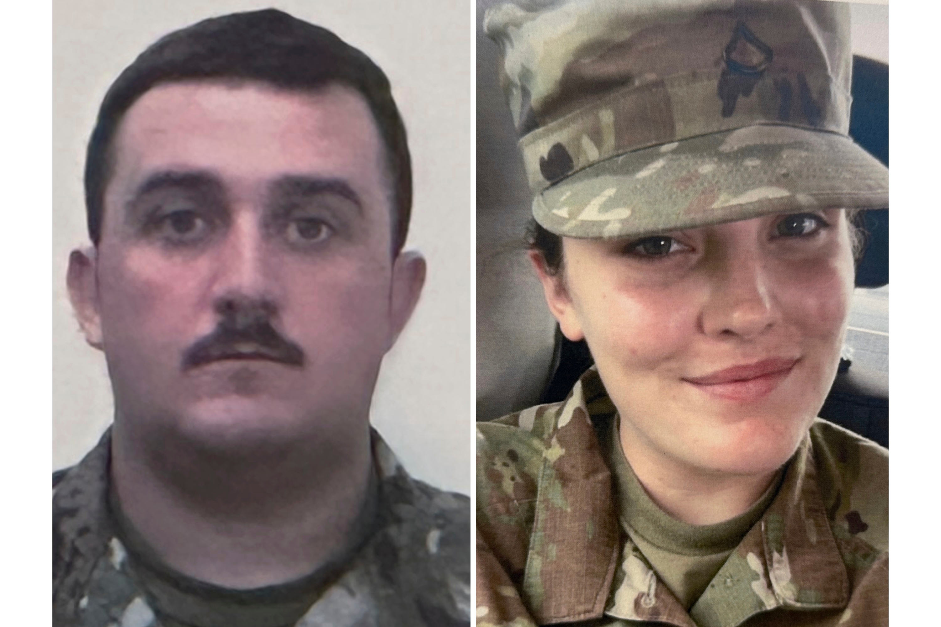 This photo combination shows West Virginia National Guard Staff Sgt. Andrew Wolfe (left) and Specialist Sarah Beckstrom, who were injured in Wednesday
